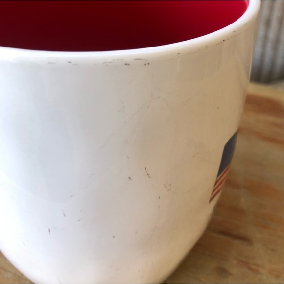 Rae Dunn American Flag Fourth of July Large 16oz Coffee Mug Tea Cup Red Interior - Picture 8 of 8